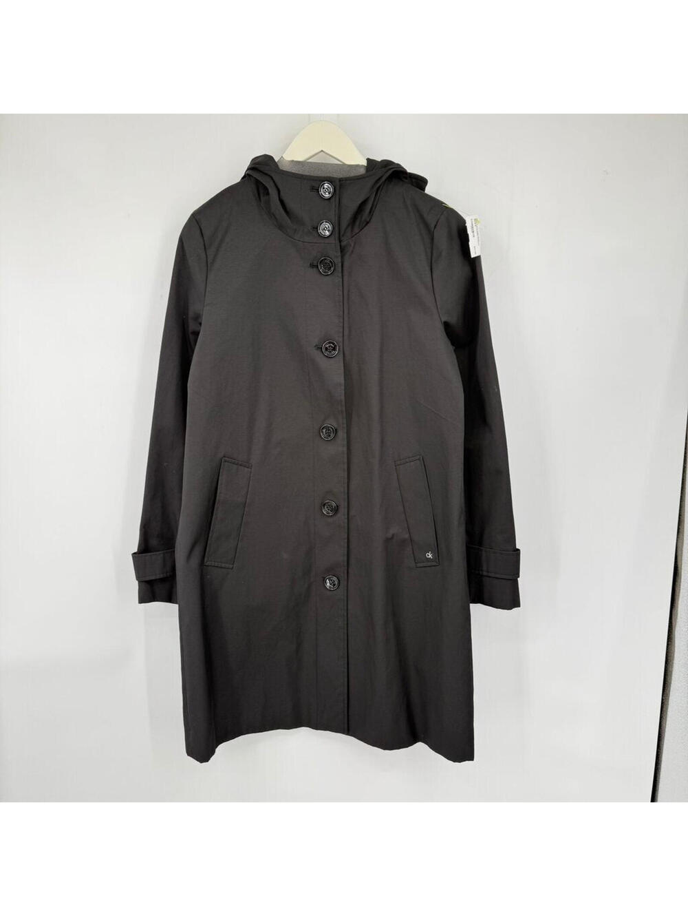 Women's Calvin Klein Water Resistant Hooded Raincoat Black Small